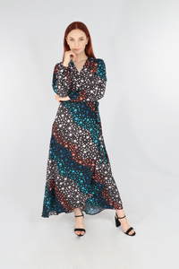 Star Print Wrap Dress - Autumn