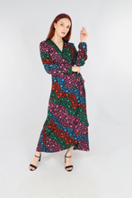 Load image into Gallery viewer, Star Print Wrap Dress - Bright