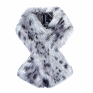 Faux Fur Tippet Scarf - Arctic Leopard