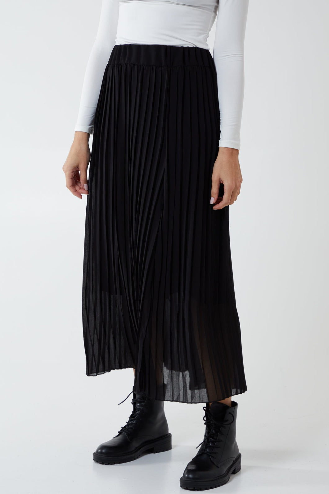 Pleated Maxi Skirt - Black