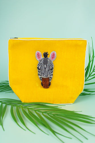 Zebra Velvet Pouch - Large