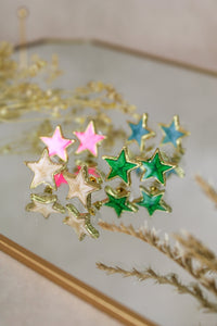 Enamel Star Studs - Denim Blue