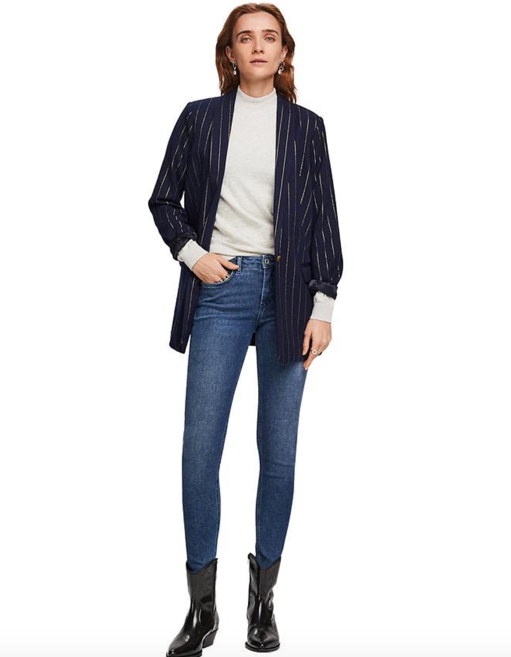 Jeans Femme Scotch & Soda 'Bohemienne' - Coupe Skinny, Taille Moyenne, Bleu Délavé, Zip Devant - 1