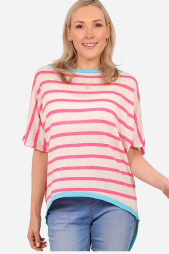 Edge Trim Striped Jumper - Pink / Blue