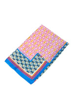 Load image into Gallery viewer, Geo Print Faux Silk Scarf - Blue/Pink