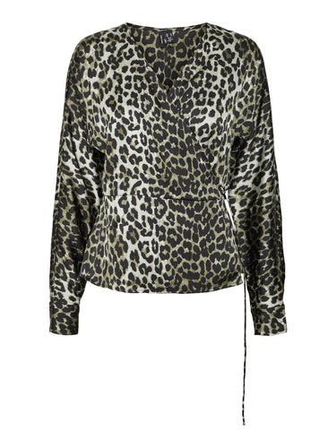 Vero Moda Wrap Top - Green Leopard