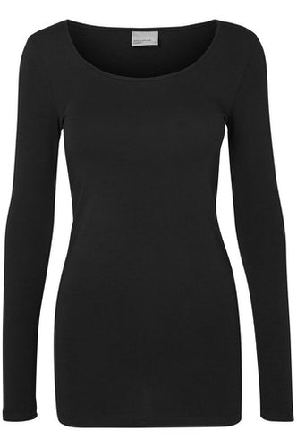 Vero Moda Long U Neck Top - Black