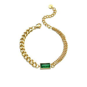 Chain Bracelet - Green Gem