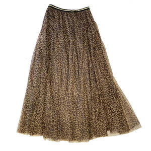 Tulle Layer Net Skirt - Leopard