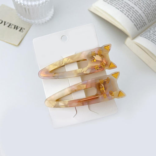 Cat Acrylic Hair Clips - Pearly Pink