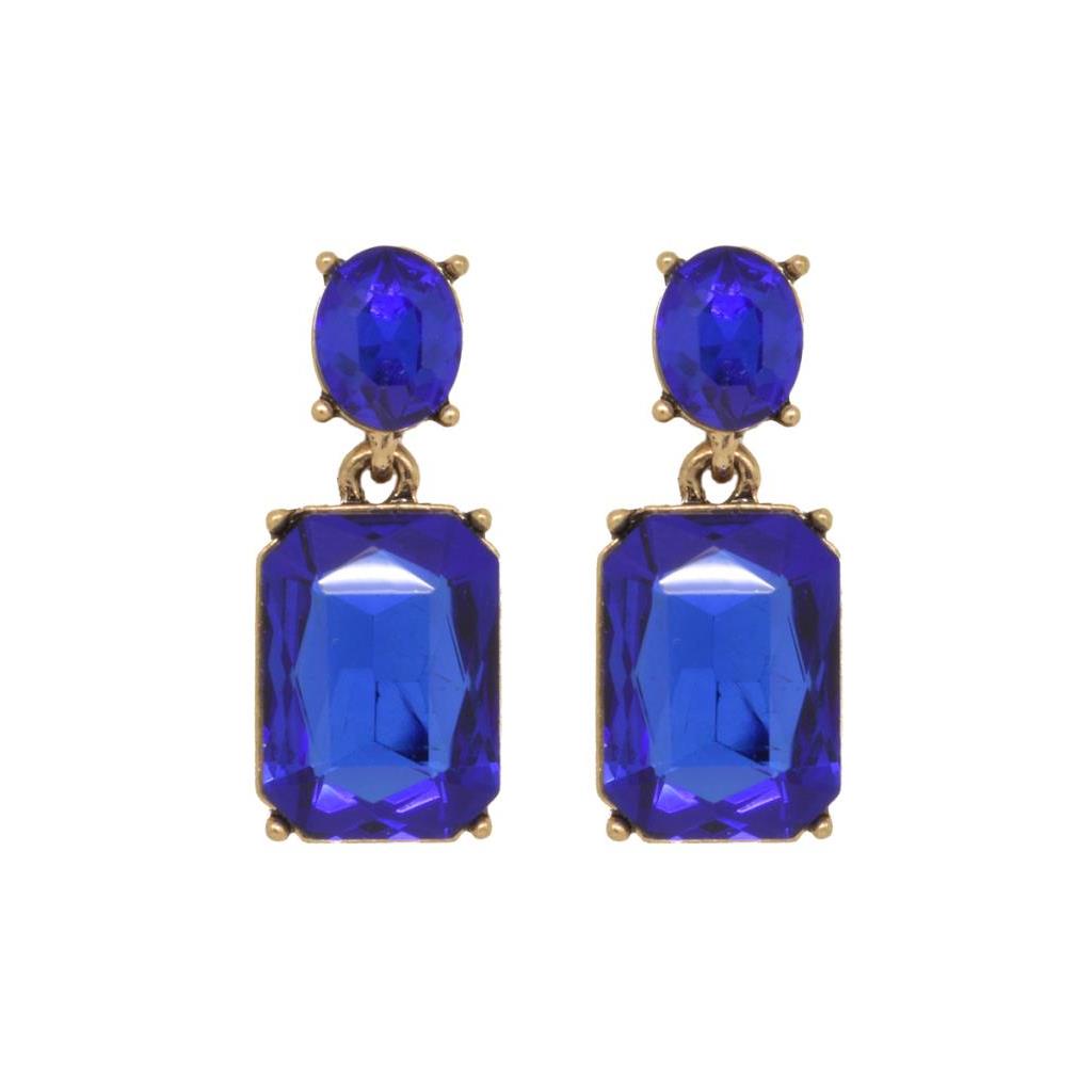 Gem Drop Earrings - Royal Blue
