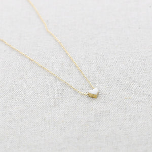 Short Enamel Heart Necklace - White