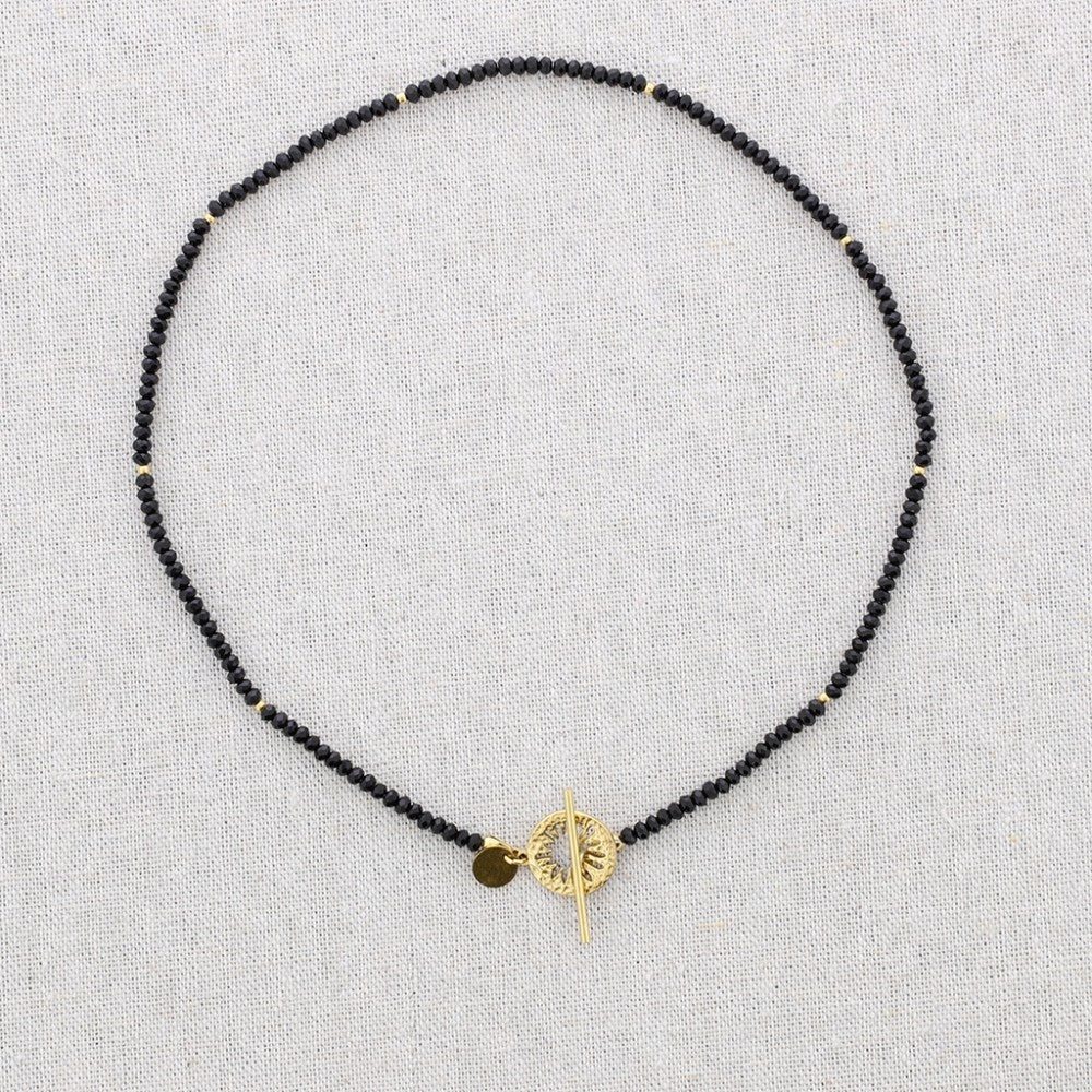 Fine Bead Necklace Short - Black