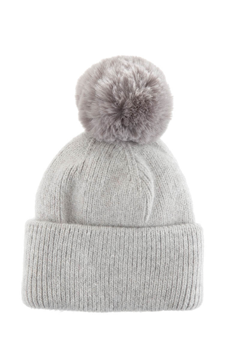 Alex Max Pom Pom Hat - Light Grey