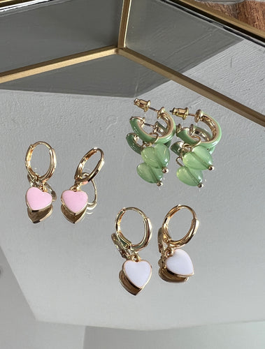 Enamel Heart Hoop - White