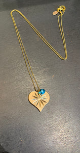Heart Necklace Blue Bead