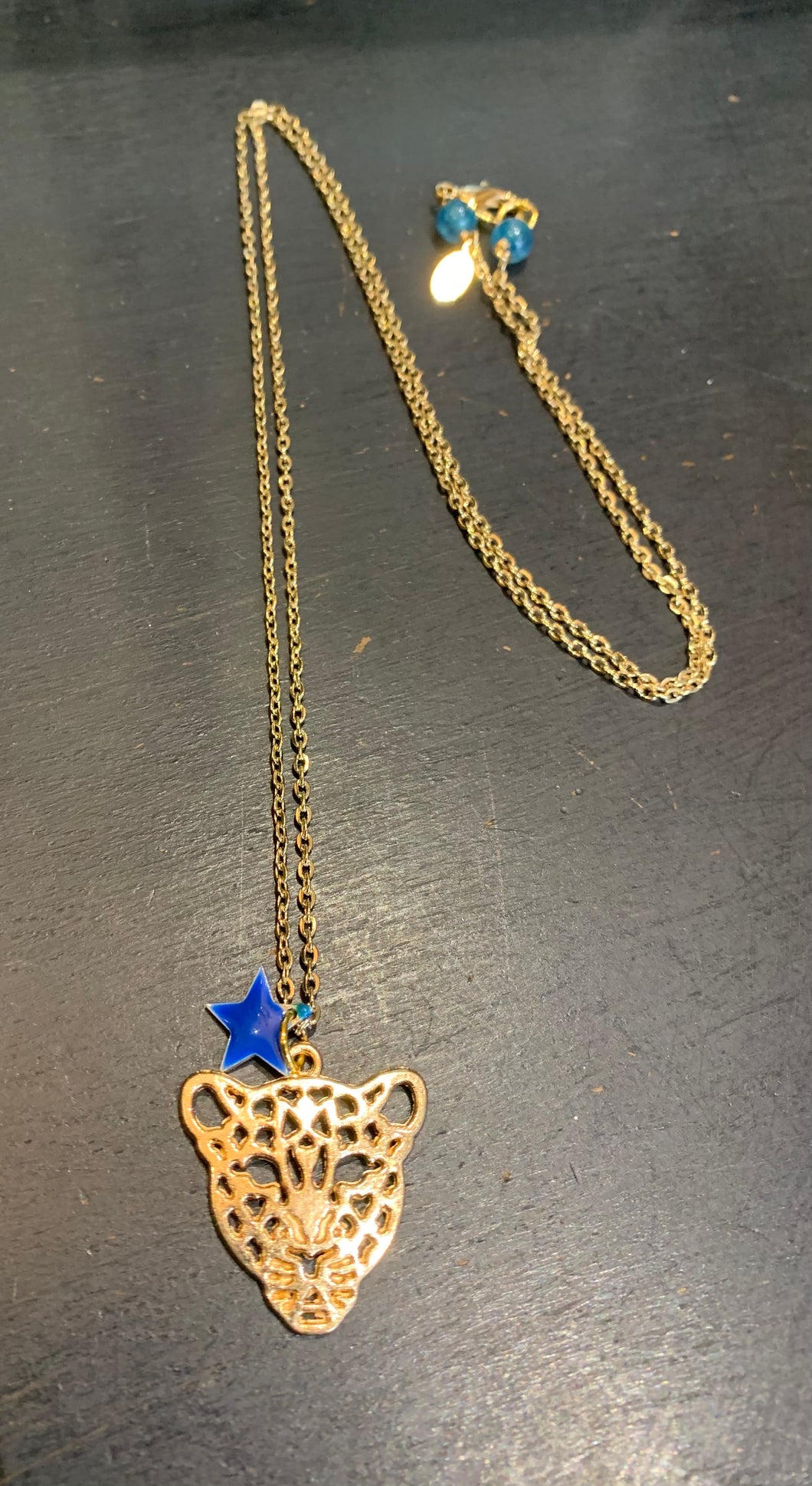 Leopard Necklace Blue Star