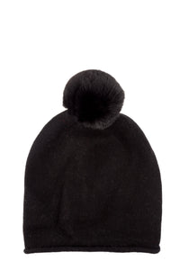 Alex Max Fine Knit Bobble Hat - Black