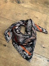 Load image into Gallery viewer, Snake Print Square Scarf - Brown