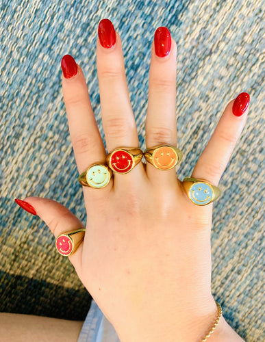 Smiley Face Ring - Red