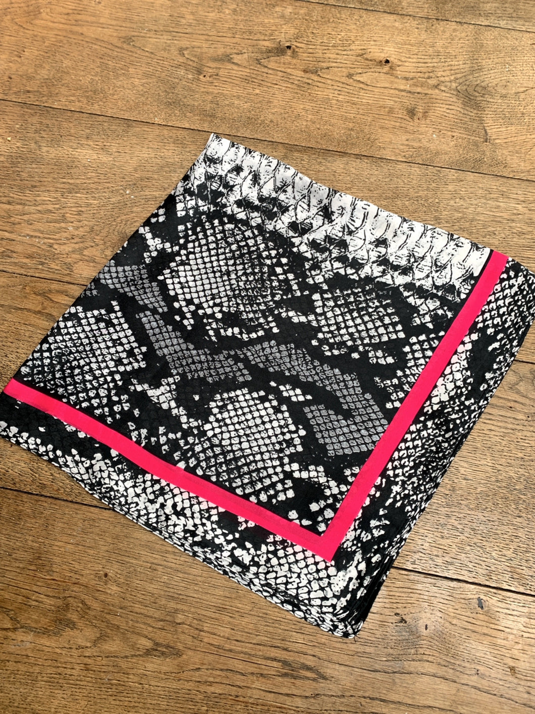 Snake Print Square Scarf - Grey