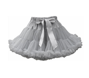 Bob & Blossom Pale grey tutu. Great for parties, dressing up and everyday loveliness - our fabulous tutus are made from layer upon layer of fantastic chiffon frill. A generous fit, with an elasticated waist, these skirts will see plenty of wear! By Bob & Blossom