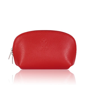 Leather Make Up Bag - Red