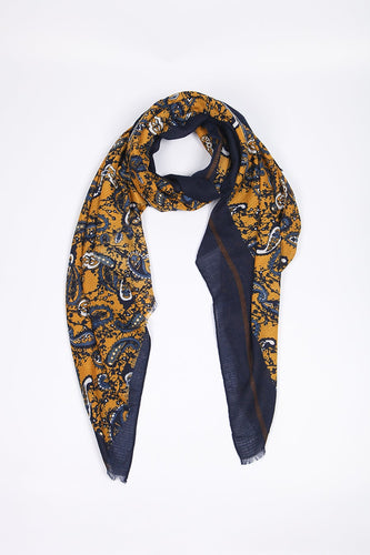 Scarf - Mustard & Navy Paisley