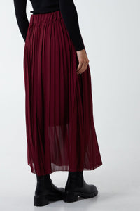 Pleated Maxi Skirt - Burgundy