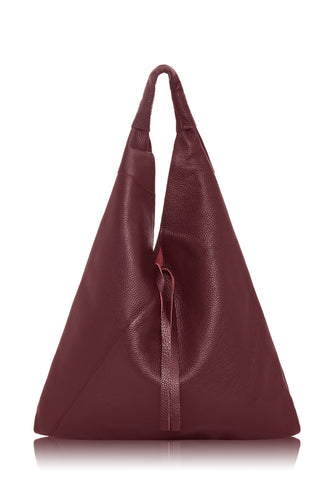 Boho Leather Bag - Burgundy