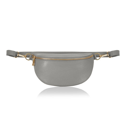 Cross Body Moon Bag - Soft Grey