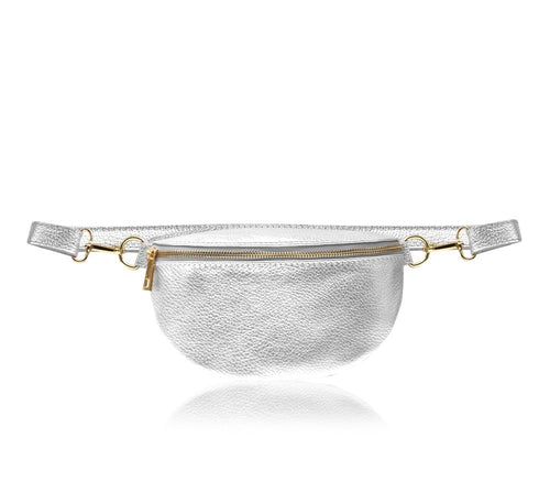 Cross Body Moon Bag - Silver