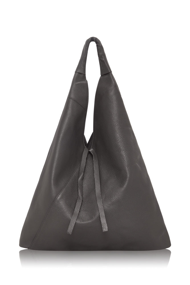 Boho Leather Bag - Grey