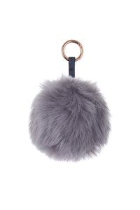 Faux Fur Pom Pom Bag Charm - Soft Grey